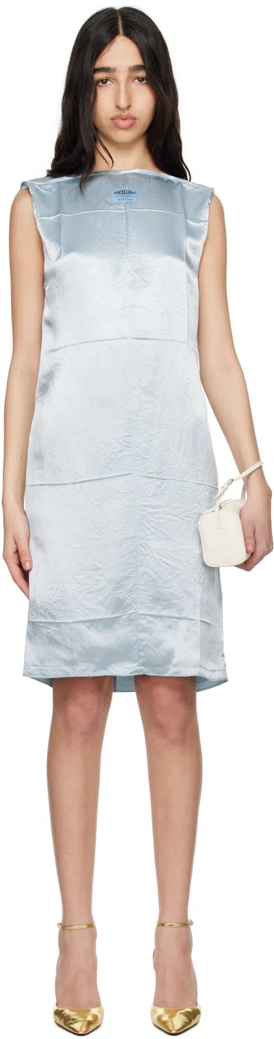 Commission Blue Creased Lab Midi Dress In Dusty Blue