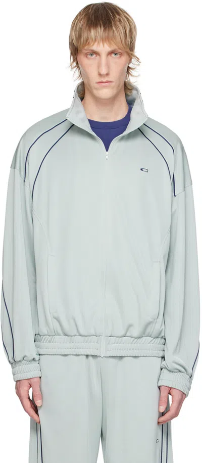 Commission Blue Zip Jacket In Silver