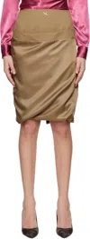 Commission Brown Fold-up Midi Skirt In Sand