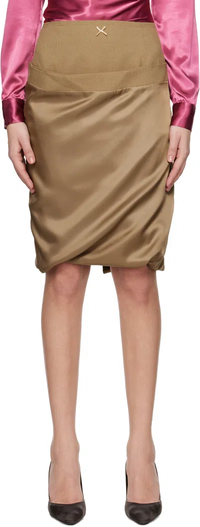 Commission Brown Fold-up Midi Skirt In Sand