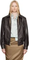 Commission Brown Garrison Leather Jacket In Umber