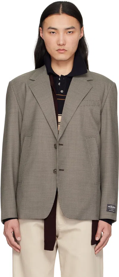Commission Brown Houndstooth Varsity Blazer In Brown Hounds Tooth