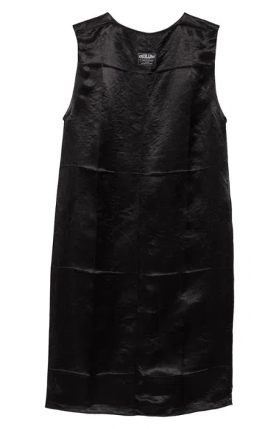 Commission Creased Lab Satin Shift Dress In Black