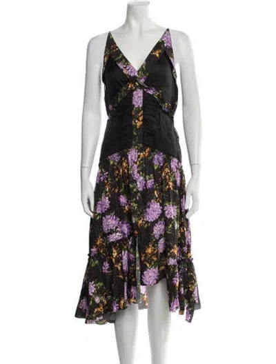 Pre-owned Commission Floral Print Midi Length Dress In Multicolor
