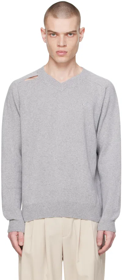 Commission Gray Cutout Sweater In Heather