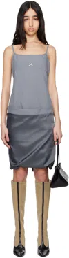Commission Gray Fold-up Slip Midi Dress In Oyster