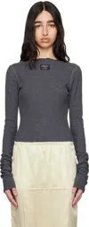 Commission Gray Reversed Henley Bodysuit In Charcoal