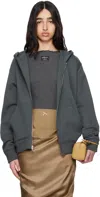 Commission Gray Twisted Zip-up Hoodie In Charcoal