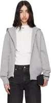 Commission Gray Twisted Zip-up Hoodie In Heather Grey