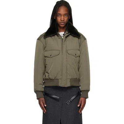 Commission Khaki Midtown Nylon Bomber Jacket In Green
