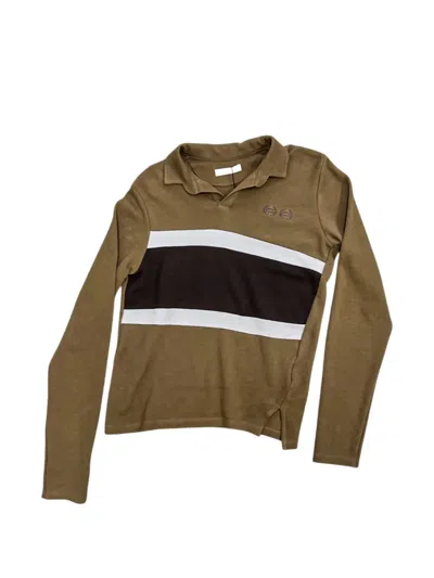 Commission Long-sleeve Striped Polo Shirt In Green