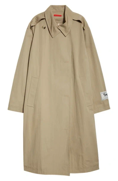Commission Oversize Cotton & Nylon Trench Coat In Birch