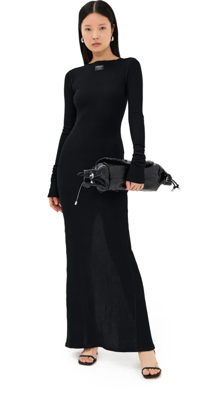 Commission Reversed Henley Long Sleeve Dress In Black