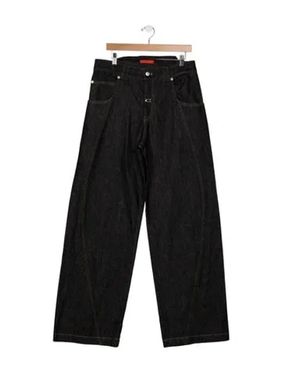 Pre-owned Commission Straight-leg Jeans In Black