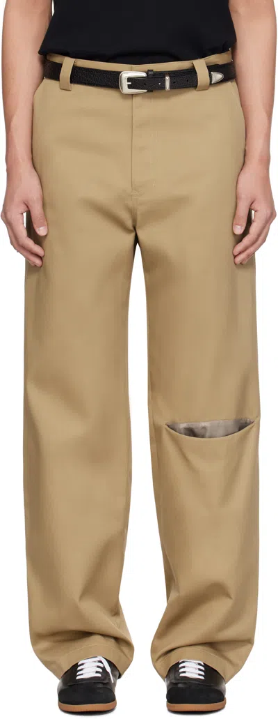 Commission Tan Slash Chino Trousers In Taupe