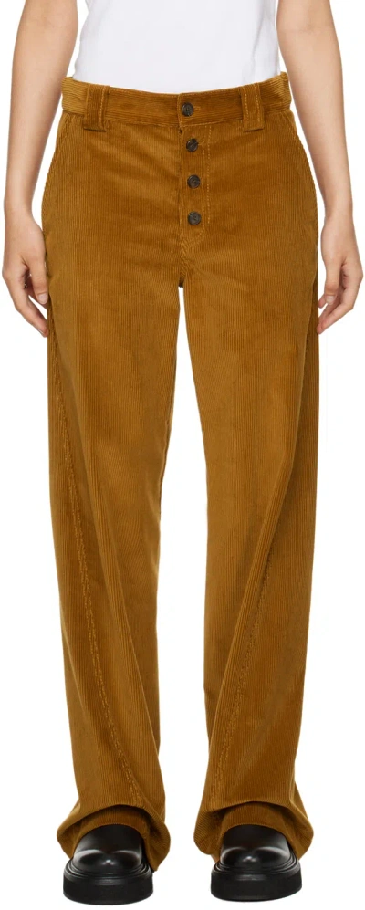 Commission Tan Twisted Trousers In Amber