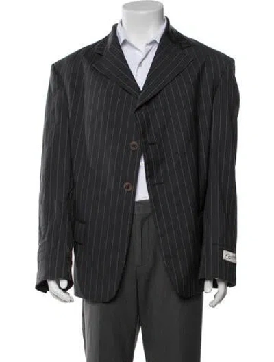 Pre-owned Commission Virgin Wool Striped Blazer In Grey