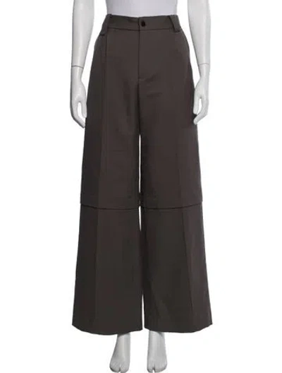 Pre-owned Commission Virgin Wool Wide Leg Pants In Brown