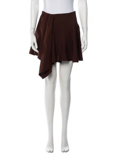 Pre-owned Commission Wool Mini Skirt In Brown