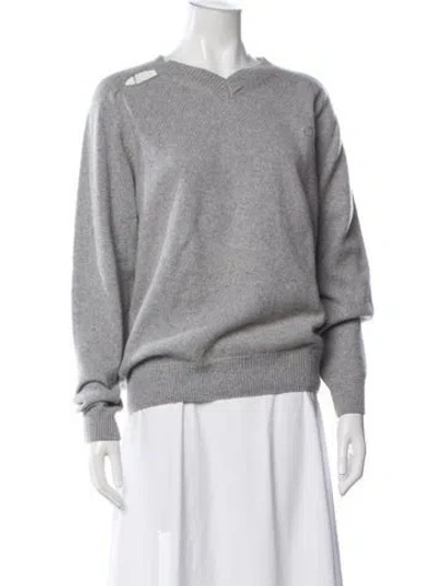 Pre-owned Commission Wool V-neck Sweater In Gray