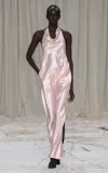 Common Hours Placate Silk Slit Dress In Pink