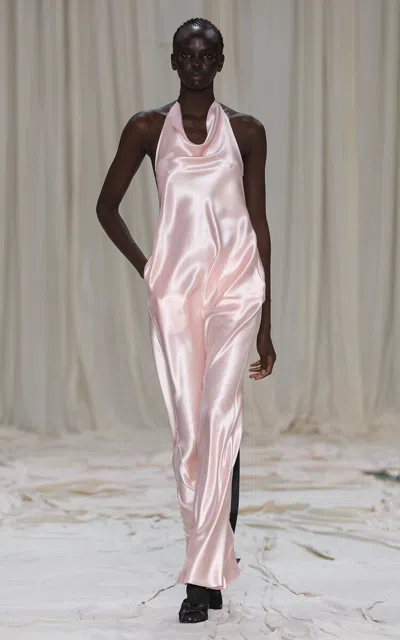 Common Hours Placate Silk Slit Dress