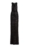 Common Hours Rush Sequined Slit Dress In Black