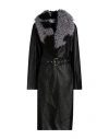 Common Leisure Woman Coat Black Size 6 Lambskin In Black