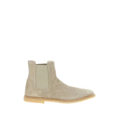 Common Project Elasticated-panels Leather Boots In Neutral