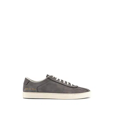 Common Project Top-stitching Suede Sneakers In Gray