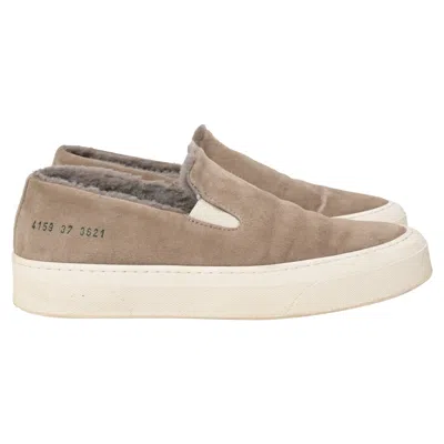Pre-owned Common Projects 35mm Slip On Sneakers With Shearling In Brown Suede