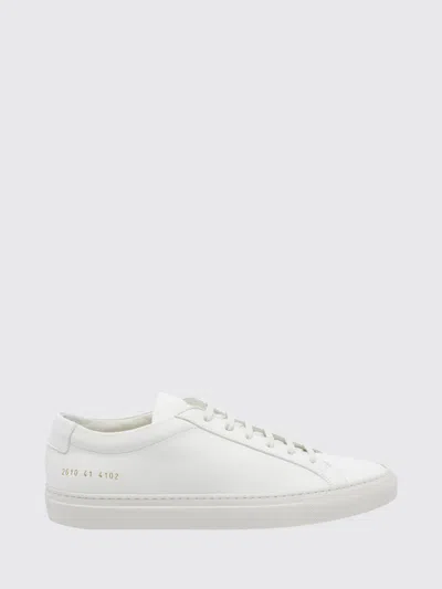 Common Projects Achilles Low Smooth Calfskin Sneakers With Laminated Logo In White