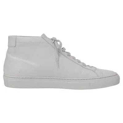 Common Projects Achilles Mid Top Sneakers In Grey Leather