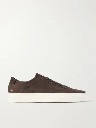 Common Projects Gray Achilles Nubuck Sneakers In Burgundy