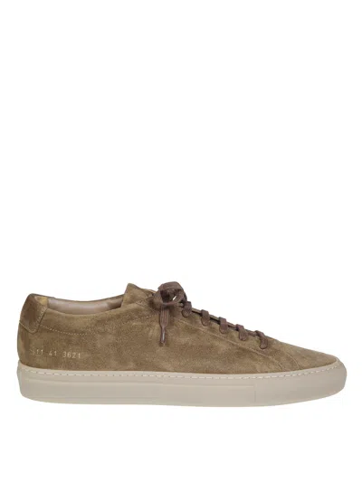 Common Projects Achilles Premium Minimalist Suede Low-top Sneakers In Brown