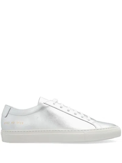 Common Projects Silver Achilles Metallic Leather Low-top Sneakers