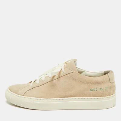 Pre-owned Common Projects Achilles Size 36 Beige Suede Lace Up Sneakers In Sand