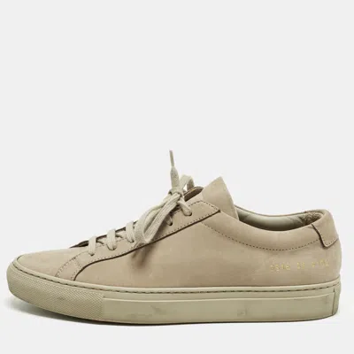 Pre-owned Common Projects Achilles Size 37 Beige Nubuck Leather Low Top Sneakers In Sand