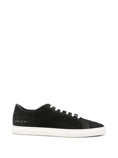 Common Projects Achilles Slim Premium Suede Sneakers In Black
