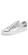 Common Projects Tournament Low Metallic-leather Sneakers In Silver