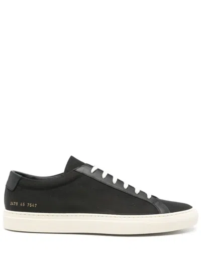 Common Projects Almond Toe Black Sneakers With Lace-up Fastening