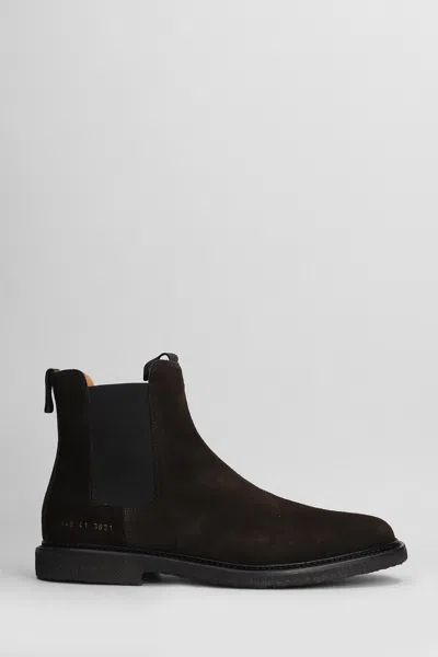 Common Projects Suede Chelsea Boots In Brown