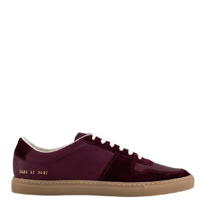 Common Projects Bball Duo Leather Sneakers In Burgundy