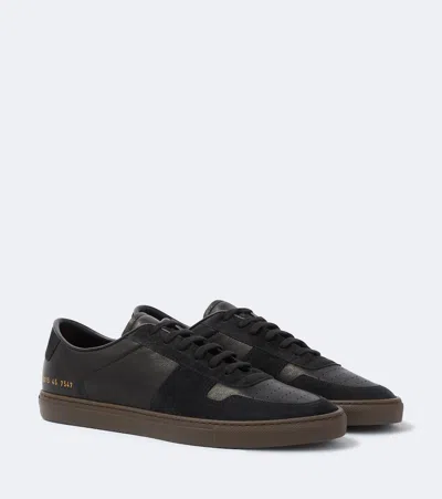Common Projects Bball Duo Suede-trimmed Leather Sneakers In Black