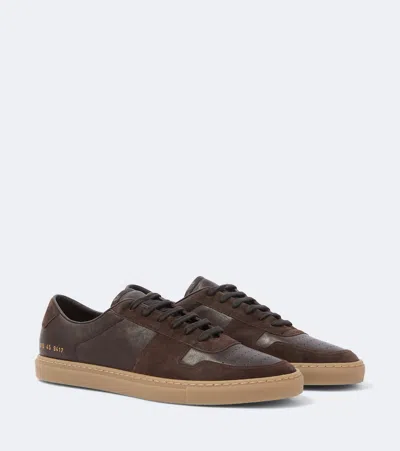 Common Projects Bball Duo Suede-trimmed Leather Sneakers In Brown