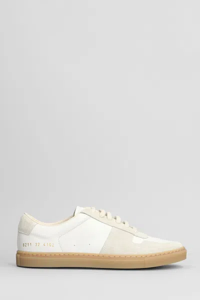 Common Projects Bball Slim Sneakers In White Suede And Leather