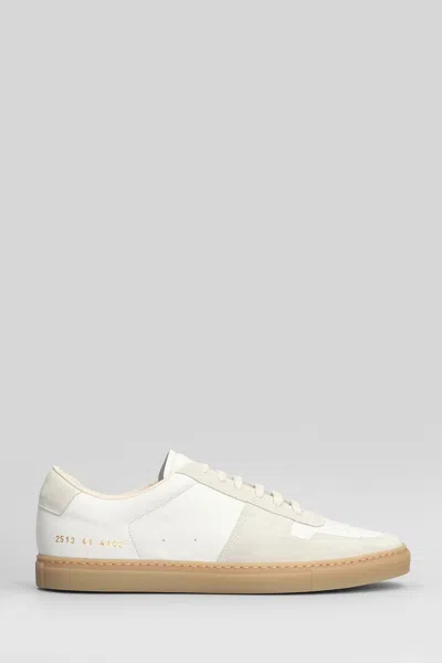 COMMON PROJECTS BBALL SLIM SNEAKERS IN WHITE SUEDE AND LEATHER