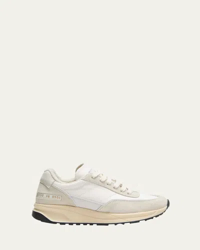 Common Projects Logo-print Leather Sneakers In White