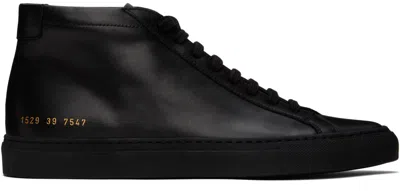 COMMON PROJECTS BLACK ACHILLES MID SNEAKERS