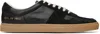 Common Projects Low Top Leather Sneakers With Suede Panels In Black